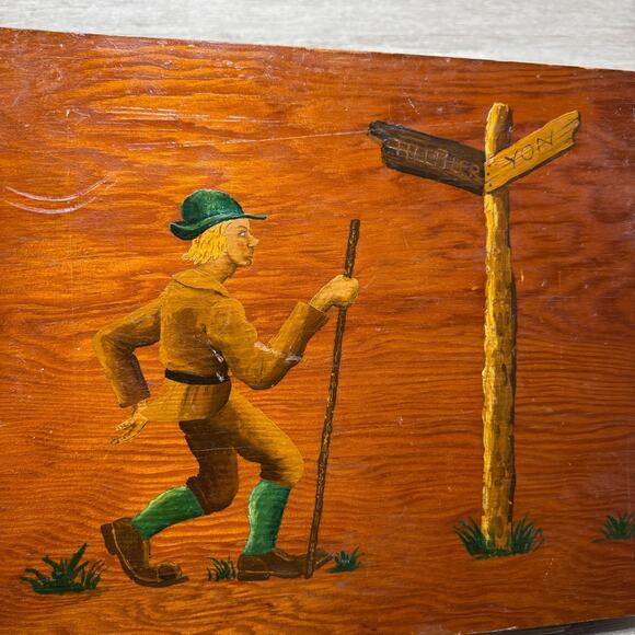 Vintage Wooden Photo Album Scrapbook Drawing Pad Hand-Painted Folk Art 16x12 - Picture 3 of 11